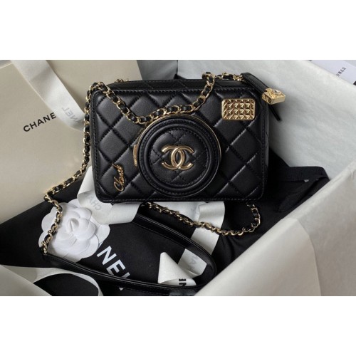 Chanel AS4817 Camera Bag in Black Lambskin