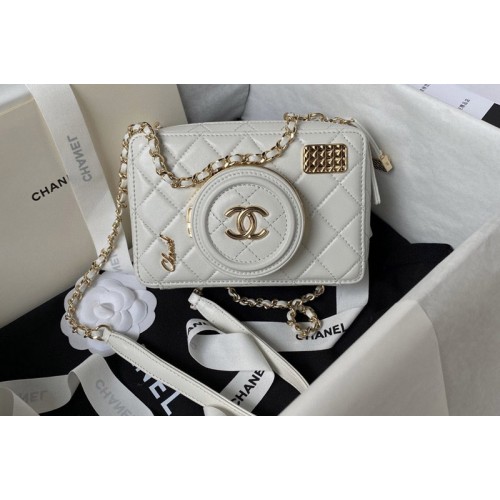 Chanel AS4817 Camera Bag in White Lambskin