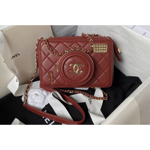 Chanel AS4817 Camera Bag in Red Lambskin