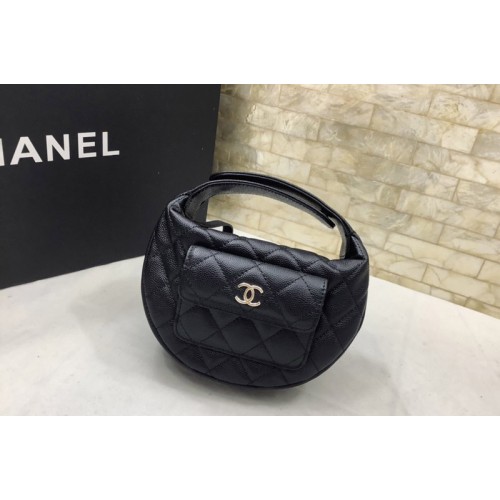 Chanel Micro Hoop Bag in Black Lambskin