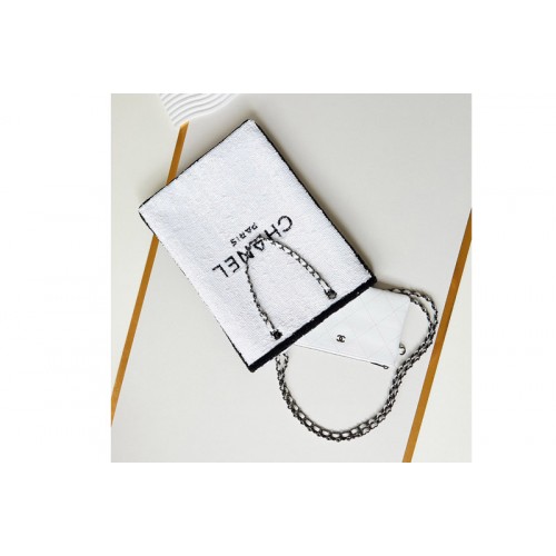 Chanel AS4856 Shopping Bag in White Sequins Chanel AS4856 Shopping Bag in White Sequins