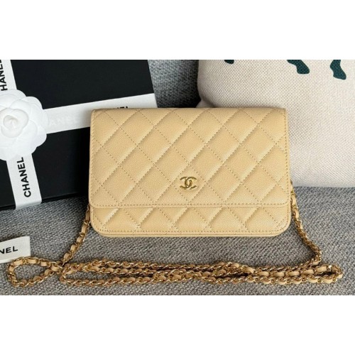 Chanel WOC Wallet on Chain Bag in Apricot Grained Calfskin With Gold