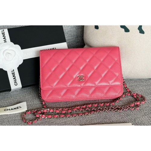 Chanel WOC Wallet on Chain Bag in Rose Grained Calfskin With Silver Chanel WOC Wallet on Chain Bag in Rose Grained Calfskin With Silver