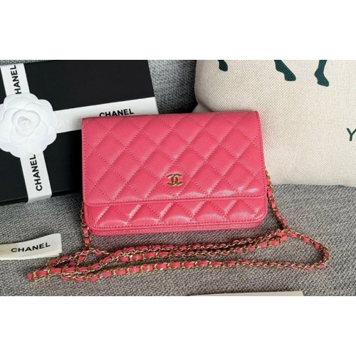 Chanel WOC Wallet on Chain Bag in Rose Grained Calfskin With Gold