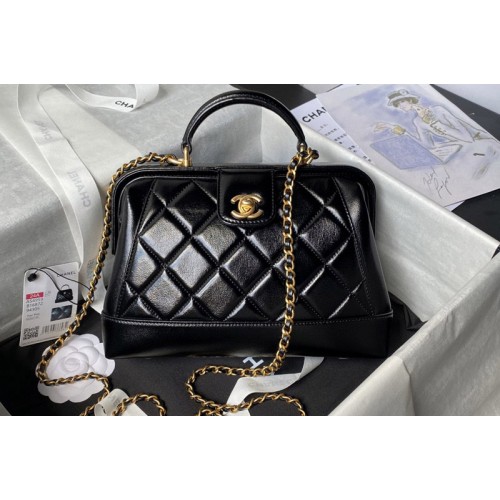 Chanel AS4959 Small Bag with Top Handle In Black Black Shiny Lambskin