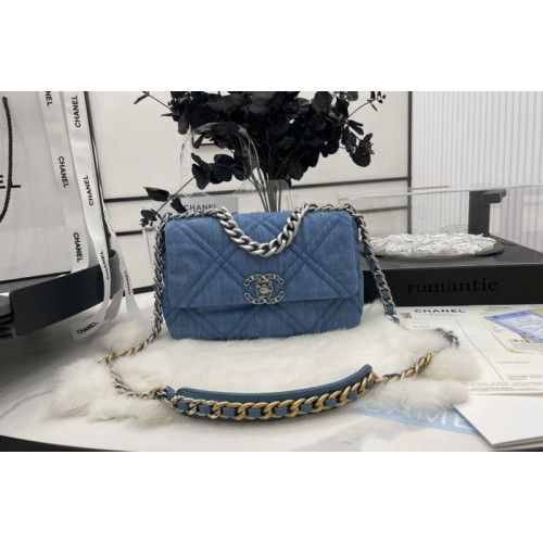 Chanel 19 AS1160 Handbag in Blue Denim