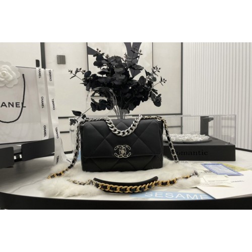 Chanel 19 Handbag AS1160 in Black Lambskin Leather