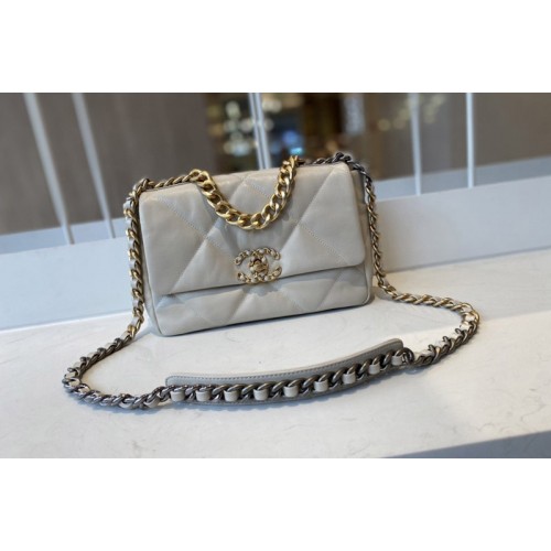 Chanel 19 Handbag AS1160 in Beige Lambskin Leather
