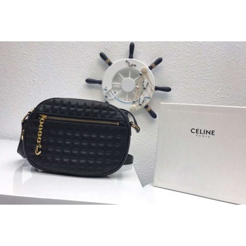 Celine Quilted Calfskin Small C Charm Bags Black