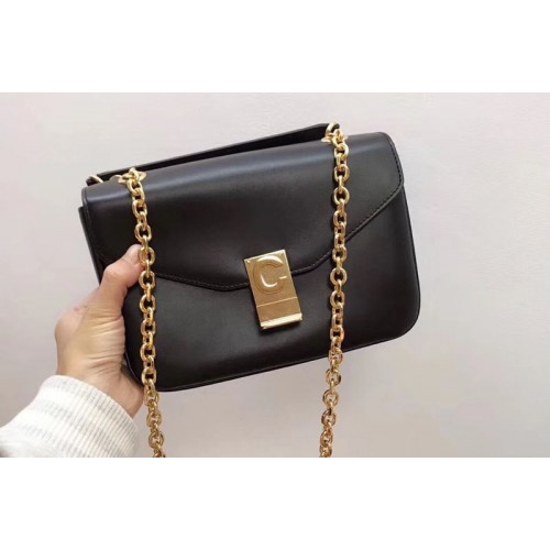 Celine Shiny Calfskin Medium C Bags Black Celine Shiny Calfskin Medium C Bags Black