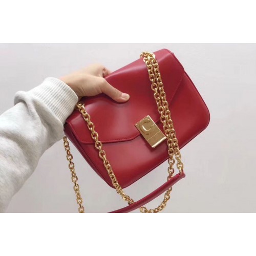 Celine Shiny Calfskin Medium C Bags Red