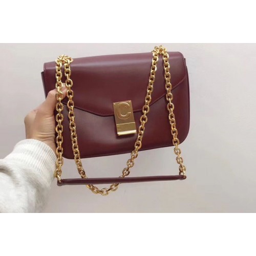 Celine Shiny Calfskin Medium C Bags Bordeaux