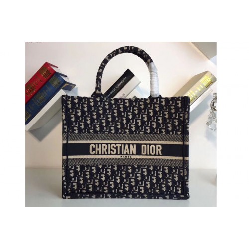 Dior Book Tote 37mm bag in blue Dior Oblique embroidered canvas