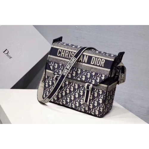 Dior M1291 Oblique Diorcamp Messenger bag in blue Dior Oblique embroidered canvas