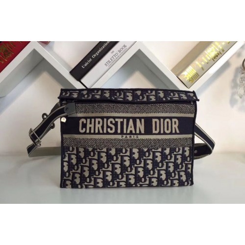 Dior M1292 Clutch bag in Blue Dior Oblique embroidered canvas