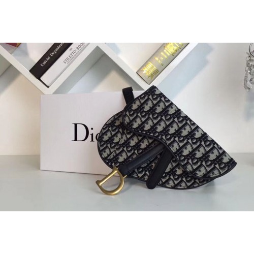 Dior S5632 Oblique Saddle Belt bags in blue Dior Oblique jacquard canvas