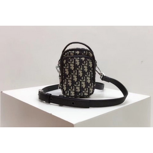 Dior Oblique Phone Bag in blue Dior Oblique jacquard canvas