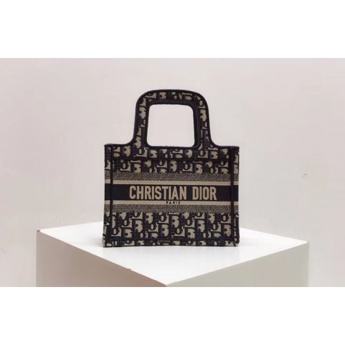 Dior Oblique Book Tote Bag in blue Dior Oblique jacquard canvas