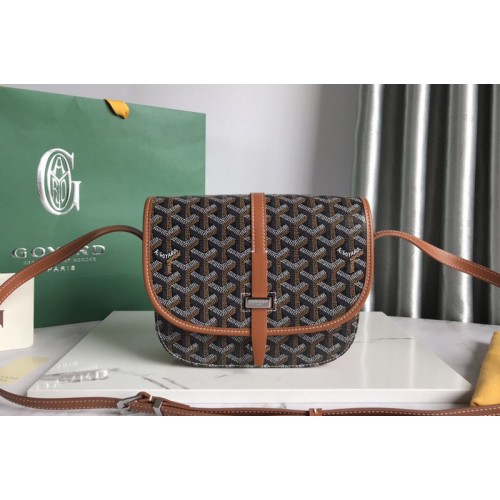 Goyard Belvedere PM bag in Black/Tan Goyardine Canvas