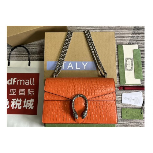 Gucci Dionysus crocodile small shoulder bag in Orange crocodile Leather
