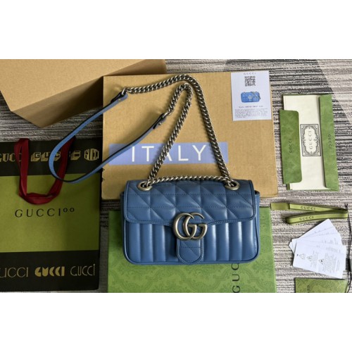 Gucci Marmont mini shoulder bag in Blue matelasse leather Gucci Marmont mini shoulder bag in Blue matelasse leather
