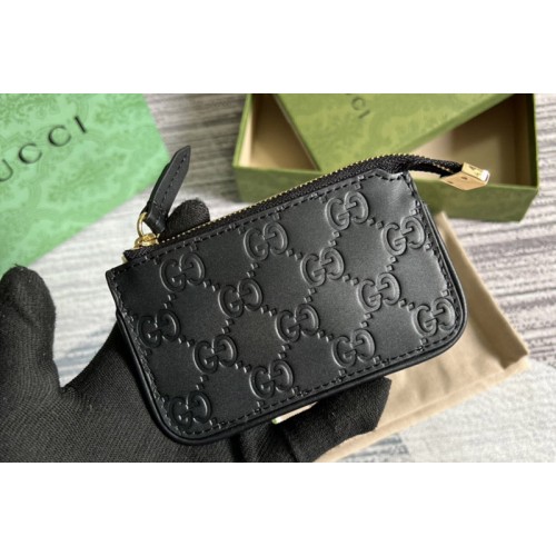 Gucci Supreme key pouch in Black Gucci Signature leather