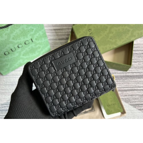 Gucci Small Bifold Wallet in Black Microguccissima Logo Leather Gucci Small Bifold Wallet in Black Microguccissima Logo Leather