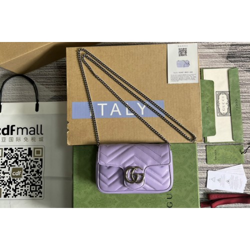 Gucci Marmont leather super mini bag in Purple matelasse chevron leather Gucci Marmont leather super mini bag in Purple matelasse chevron leather