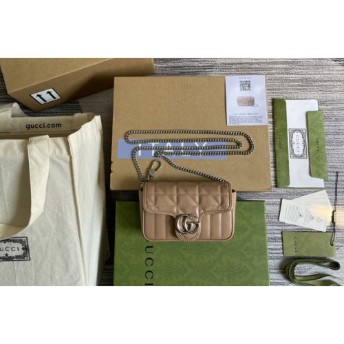 Gucci Marmont leather super mini bag in Brown matelasse leather Gucci Marmont leather super mini bag in Brown matelasse leather