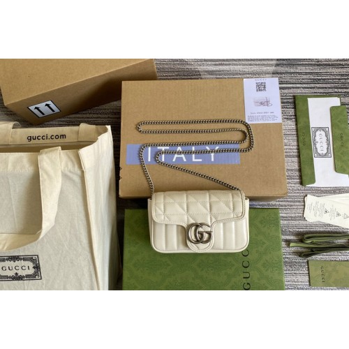 Gucci Marmont leather super mini bag in White matelasse leather