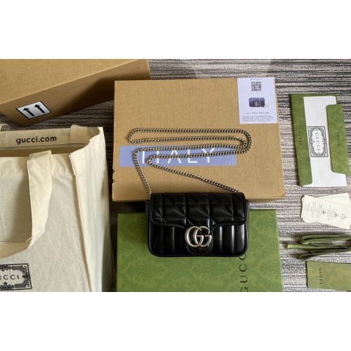 Gucci Marmont leather super mini bag in Black matelasse leather