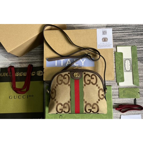 Gucci Ophidia small shoulder bag in Camel and ebony jumbo canvas