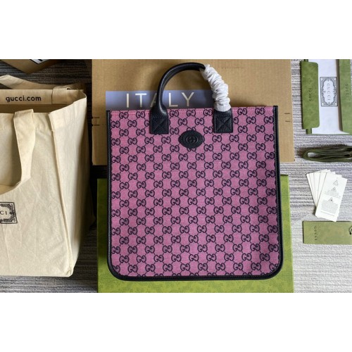 Gucci Childrens Tote Bag in Pink and ivory denim jacquard