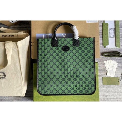 Gucci Childrens Tote Bag in Green and ivory denim jacquard