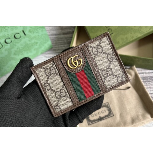 Gucci Ophidia card case in Beige ebony Supreme canvas
