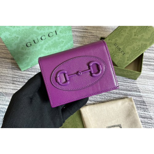 Gucci Horsebit 1955 card case wallet in Purple leather Gucci Horsebit 1955 card case wallet in Purple leather