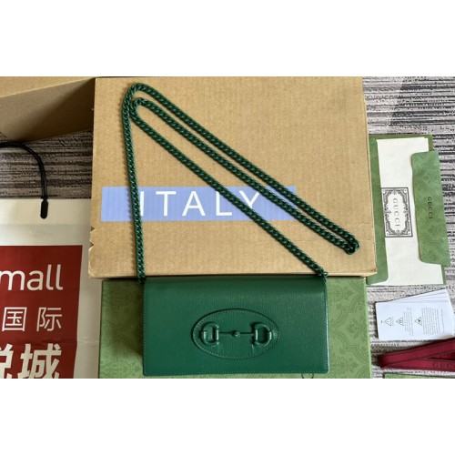 Gucci Horsebit 1955 wallet with chain in Green leather