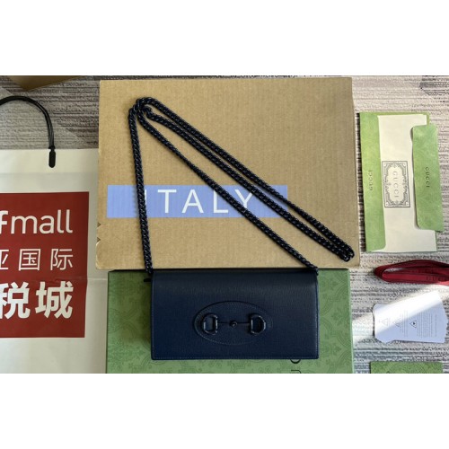 Gucci Horsebit 1955 wallet with chain in Blue leather