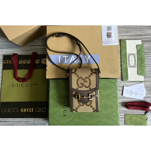 Gucci Jumbo mini bag in Camel and ebony jumbo canvas