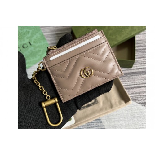 Gucci Marmont keychain wallet in pink matelasse chevron leather Gucci Marmont keychain wallet in pink matelasse chevron leather