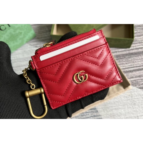 Gucci Marmont keychain wallet in Red matelasse chevron leather Gucci Marmont keychain wallet in Red matelasse chevron leather