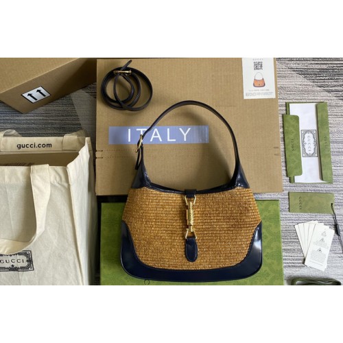 Gucci Jackie 1961 small bag in Brown Woven and Leather