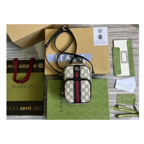 Gucci Mini bag with Interlocking G in Beige and ebony Supreme canvas