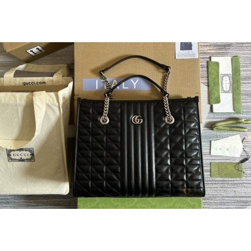 Gucci Marmont medium tote bag in Black matelasse leather