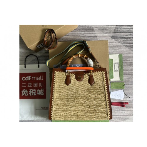 Gucci Diana medium tote bag in Brown Woven and Leather