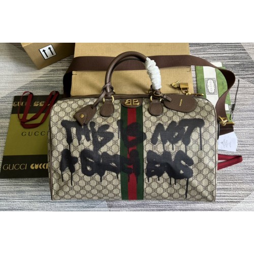 Gucci x Balenciaga Hacker Project Boston Bag in Beige ebony Supreme canvas Gucci x Balenciaga Hacker Project Boston Bag in Beige ebony Supreme canvas
