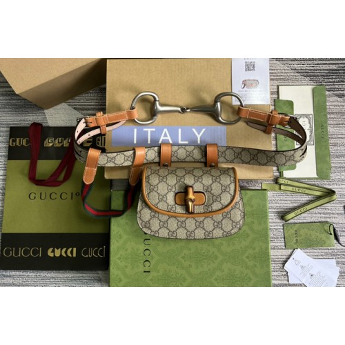 Gucci Bamboo 1947 mini belt bag in Beige ebony Supreme canvas Gucci Bamboo 1947 mini belt bag in Beige ebony Supreme canvas