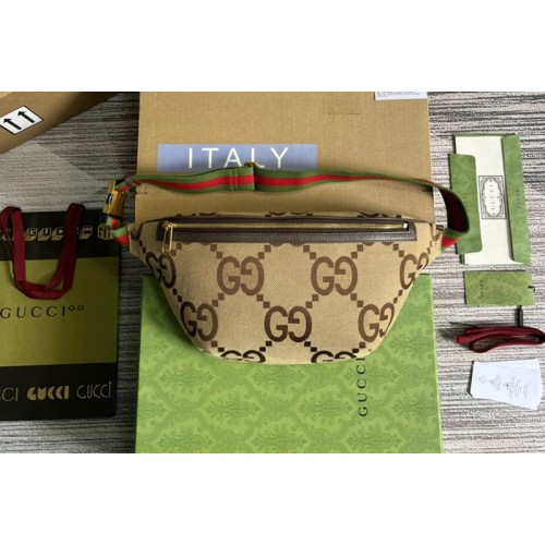 Gucci Jumbo belt bag in Camel and ebony jumbo canvas