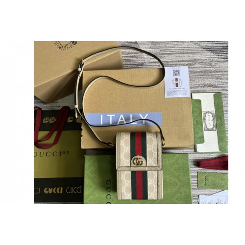 Gucci ‎ Ophidia top handle mini bag in Beige and white Supreme canvas