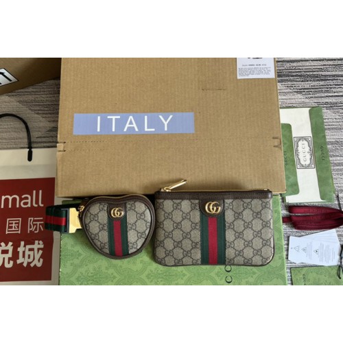 Gucci Ophidia heart utility belt Bag in beige and ebony Supreme canvas Gucci Ophidia heart utility belt Bag in beige and ebony Supreme canvas